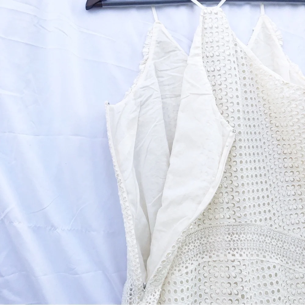 J. CREW COLLECTION | RUFFLE-HEM SPAGHETTI STRAP EYELET DRESS SIZE 8